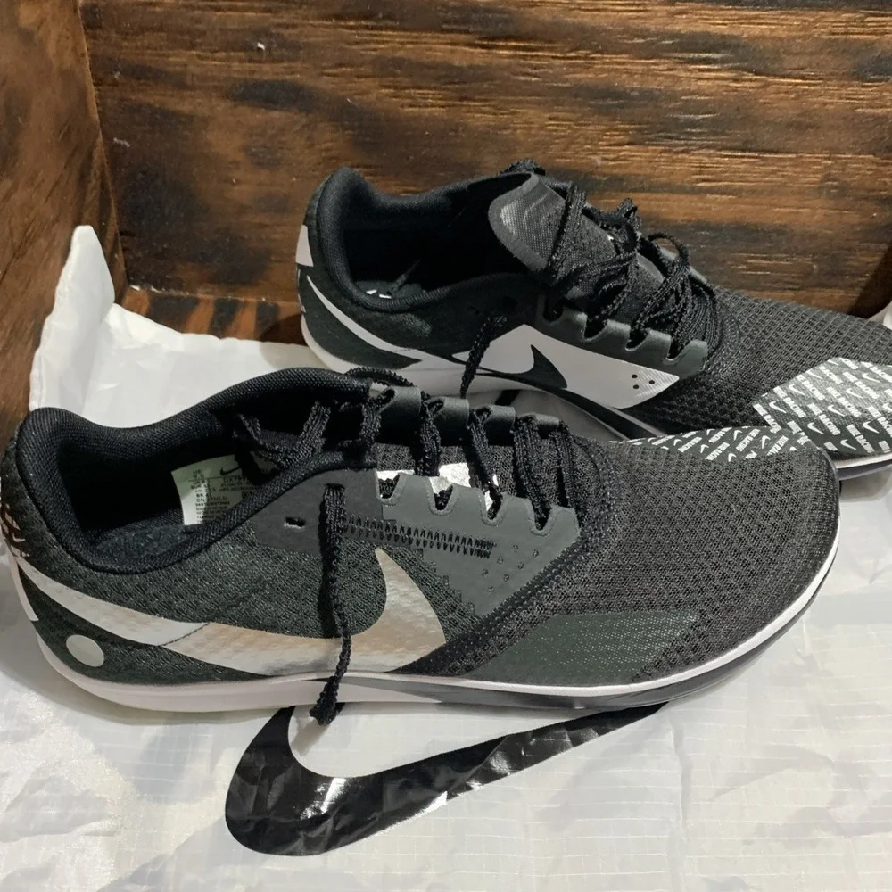 Nike Zoom Rival‎ XC6 Black 9.5 Metallic Silver Cross-Country Spike Track Shoes